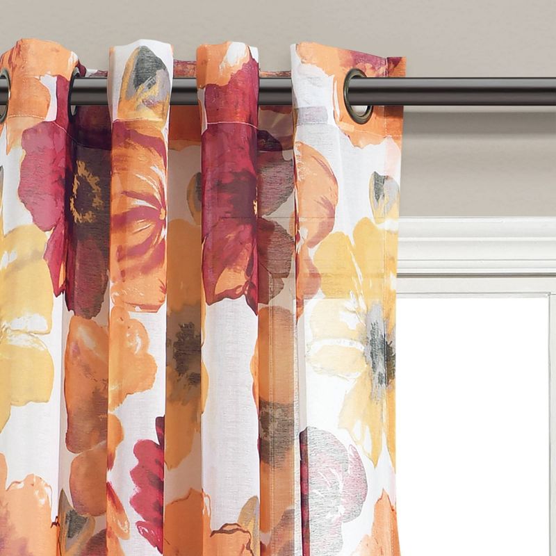 2pk 52&#34;x84&#34; Sheer Leah Curtain Panels Red/Orange - Lush D&#233;cor, 3 of 8