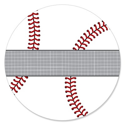 Big Dot of Happiness Batter Up - Baseball - Baby Shower or Birthday Party Circle Sticker Labels - 24 Count