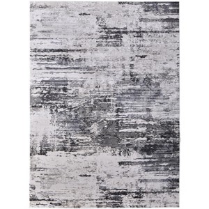 Gray Ivory and Taupe Abstract Power Loom Worn Faded Area Rug - 1 of 4
