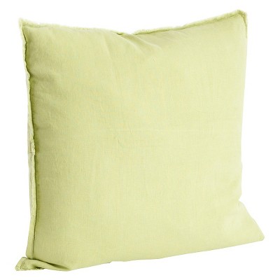 20"x20" Oversize Fringed Design Linen Square Throw Pillow Chartreuse - Saro Lifestyle