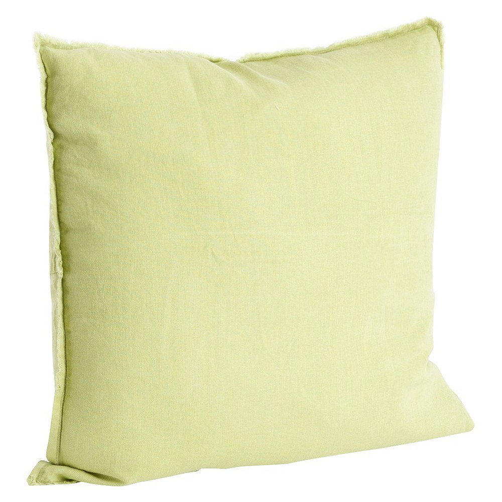 Photos - Pillow 20"x20" Oversize Fringed Design Linen Square Throw  Chartreuse - Sar