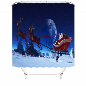 Santa At Night Shower Curtains for Bathroom Waterproof Fabric Bath Curtain Durable Soft Stylish Bathroom Decor 72x72 Inch - 1 of 1