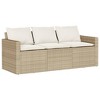 vidaXL 6 Piece Patio Sofa Set with Cushions Table and Modular Sofas Poly Rattan - Beige and Cream Glass - 3 of 4
