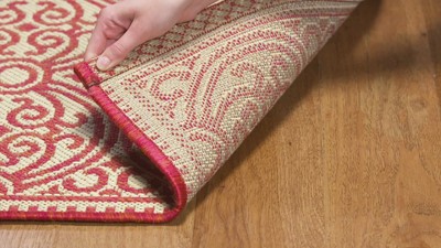 Cream and Brown Geometric Flat Woven 4' x 6' Area Rug