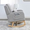KWPZQEB Nursery Rocking Chair Teddy Upholstered Rocker Rocking Accent Chair Padded Seat Armchair with Lumbar Pillow & Side Pocket - 4 of 4