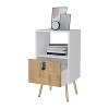Gulches Tall Nightstand with Open Slot and Deep Drawer White and Macadamia Color Scheme, Contemporary Design, Wooden Legs - 4 of 4