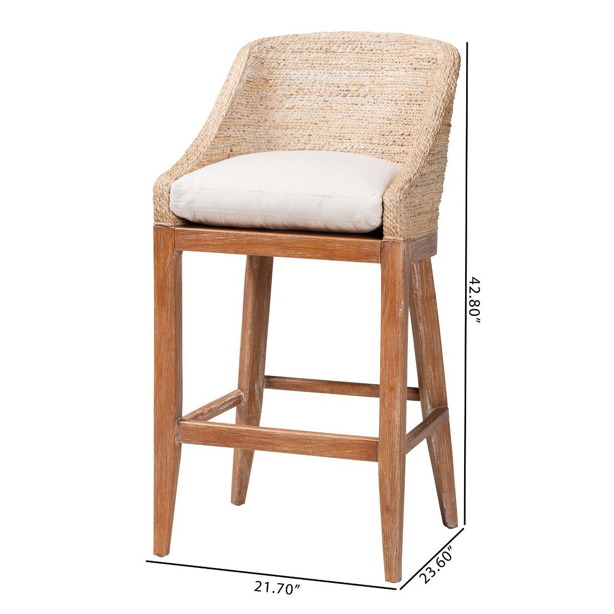 bali & pari Jasper Seagrass Bar Stool White Wash - thumbnail 10