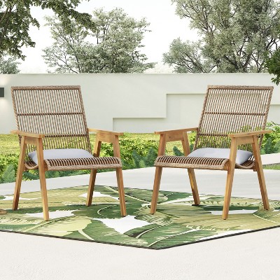 Sapphtopaz Patio Dining Chairs Wicker Outdoor Chair with Thick Cushion, Wicker Back for Garden, Patio, Lawn, Backyard