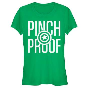 Juniors Womens Marvel Captain America Shield Pinch Proof St. Patrick's Day T-Shirt