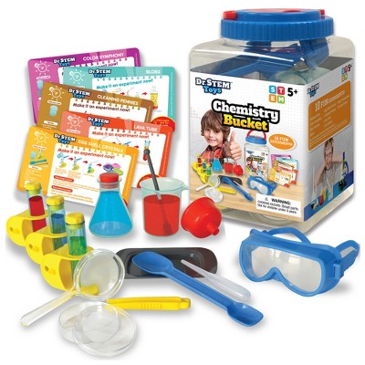 Dr. STEM Chemistry Bucket Kit, 10 Experiments Slime, Volcano, & More Kids 5+
