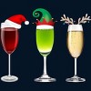 Men's Design By Humans Red Wine Glass Santa Elf Hat Reindeer Horn Christmas By Forever9 T-Shirt - 2 of 4
