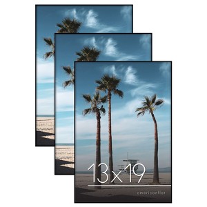 Americanflat Front Loading 13x19 Picture Frames in Black - Set of 3 Thin Frameless Plastic Frames with Shatter resistant glass. - 1 of 4