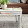Lyngins Mirrored Coffee Table with Vintage Carvings, Rectangle Glass Tea Table with Mirrored Finish, Modern Center Table for Living Room and Office - 4 of 4