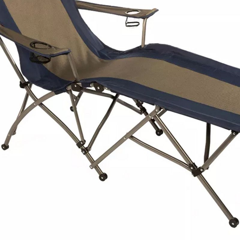 Kamp-Rite Portable Folding Outdoor Soft Arm Lounger Patio Lawn Beach Tanning Chair for Camping Gear, Tailgating, & Sports, 300LB Capacity. Navy/Tan, 2 of 6