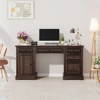 Dyonery 60" Farmhouse Executive Desk with Drawers and Cabinet, Embossed Texture Wood Home Office Desk, Rustic Computer Writing Desk, Brown - 2 of 4