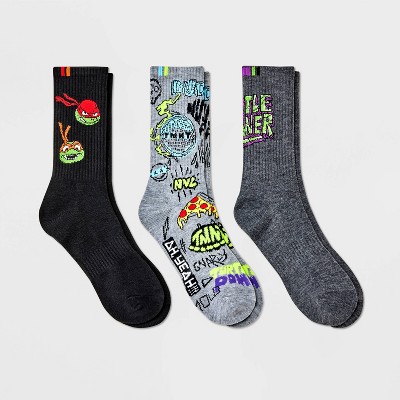 Boys' Teenage Mutant Ninja Turtles 3pk Crew Socks : Target