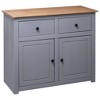 vidaXL Sideboard Gray 36.6 inches x15.7 inches x31.5 inches  Solid Pinewood Panama Range - 4 of 4