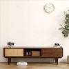 Freya 68.90" TV Stands Rattan Weaving Glider Doors and 2 Drawers With Walnut Surface and Legs for TVs up to 75"-Maison Boucle - 3 of 4