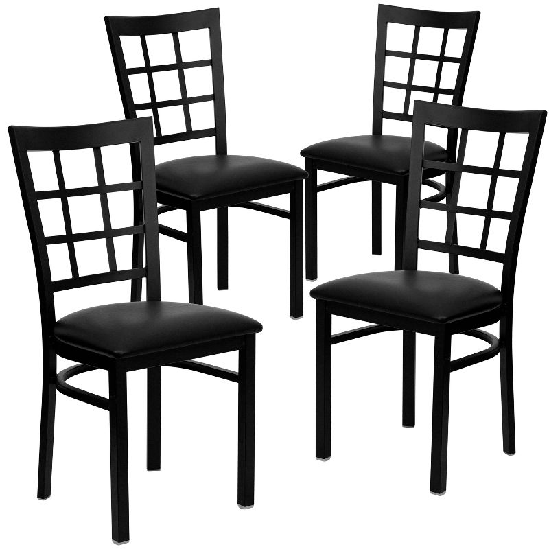 Flash Furniture 4 Pack Hercules Series Black Window Back Metal Restaurant Chair, 1 of 2
