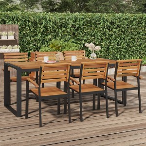 vidaXL Patio Table with U-shaped Legs 78.7 in.x35.4 in.x29.5 in. Solid Wood Acacia - 1 of 4
