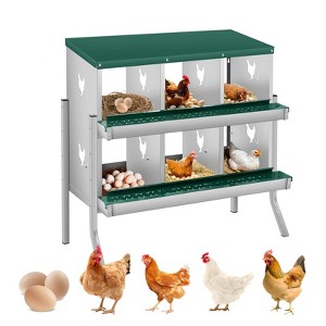 Chicken Nesting Boxes, Two-Tier Metal Chicken Egg Laying Box,Large Vented Holes for Egg Collection - 1 of 4
