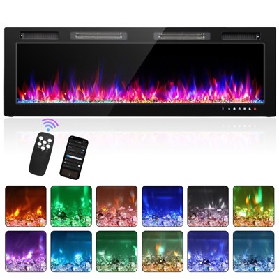 Karl Home 1500-Watt 60-inch Electric Fireplace Insert / Wall-Mounted Electric Fireplace with WIFI Function
