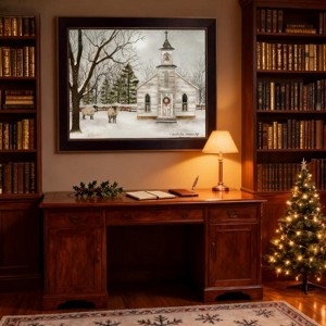 YOOCOZZ  Trendy and Classic Christmas  Framed Wall  Arts -  "I Heard the Bells on Christmas" by Billy Jacobs, Ready to Hang Framed Print, Black Frame - 1 of 4