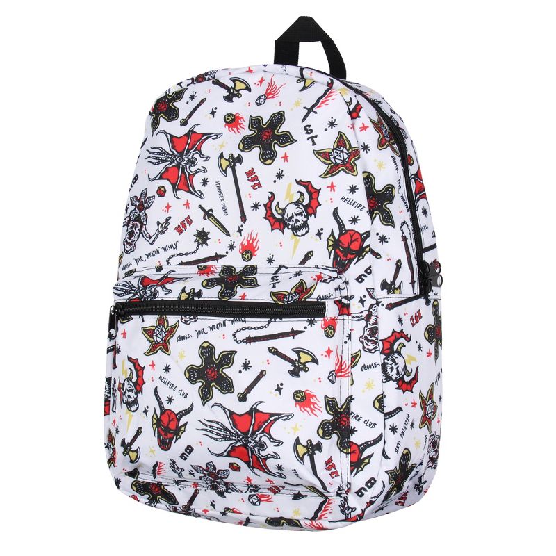 Stranger Things Backpack Hellfire Club Laptop School Travel Backpack White, 1 of 5