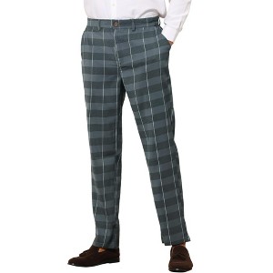 Lars Amadeus Men's Slim Fit Lightweight Tapered Checked Pants - 1 of 4