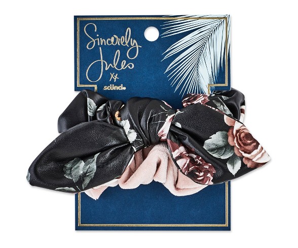 Sincerely Jules by Sc&#252;nci Faux Leather Printed And Velvet Scrunchies - 2pk