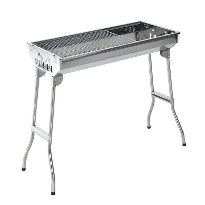 Outsunny 28" Stainless Steel Small Portable Folding Charcoal BBQ Grill