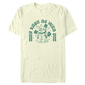 Men's Star Wars: The Mandalorian St. Patrick's Day Grogu May Luck be with You Retro T-Shirt - 1 of 4