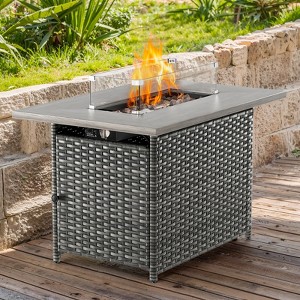Buenhomino 41 Inch Fire Pit Table, 50,000 BTU Outdoor Propane Fire Table, Outdoor Propane Fire Pit with Lid and Lava Rock for Garden, Yard, Pool Use - 1 of 4