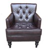 Tufted Diamond Stitch Club Chair with Nailhead Trim, Turned Birch Wood Legs and Contemporary Comfortable Design - 3 of 4