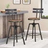 Set of 2 Alanis Industrial Firwood Barstools with Backs, Adjustable & Swivel - Christopher Knight Home - image 2 of 4