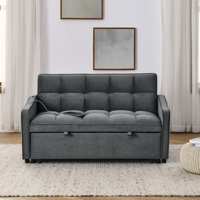 NicBex 47 Inch Loveseat,Modern Comfy Velvet Loveseat Sofa with Adjustable Back & Pull-Out Bed,Small 2-Seater Couch for Living Room