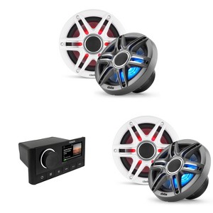 Fusion MS-RA670 Apollo Source Unit w/ ( 2 Pair ) Clarion CMSP-651RGB-SWG Premium 6.5-inch Coaxial Marine Speakers with built-in RGB illumination ( ... - 1 of 4