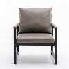 Faux Leather Accent Chair On Sale,Upholstered Accent Chair With Black Powder Coated Metal Frame,Single Sofa For Living Room-The Pop Home - 3 of 4