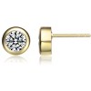Guili Bezel Set Round Clear Cubic Zirconia Stud Earrings with 8mm Modern Design, Available in Rose Gold, Gold, and White, Perfect for Any Occasion - 2 of 4