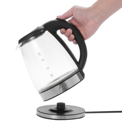1.8L Glass and Stainless Steel Electric Tea Kettle with LED Light