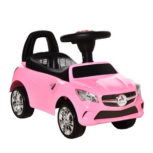 Kids Foot-to-Floor Push Car with Horn, Music, Headlights & Under-Seat Storage – Pink - 1 of 4