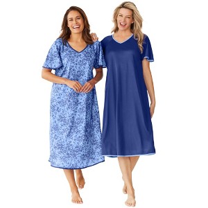 Only Necessities 2-Pack Short Silky Gown - 1 of 4