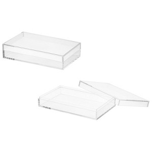 Unique Bargains Acrylic Cube Storage Collectible Display Boxes 2 Pcs Clear - 1 of 4