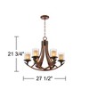 Franklin Iron Works Mahogany Wood Finish Chandelier 27 1/2" Wide Rustic Curving Clear Outer Scavo Inner Glass 6-Light Fixture Dining Room - 4 of 4