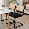 Velvet Rattan Side Accent Chairs Upholstered Dining Living Room Kitchen Chairs with Legs Set of 2 - 4 of 4