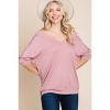 Slickblue Women's Rib Modal Dolman Sleeve Top with 3/4 Sleeves - Soft Stretch Fit in Mauve/Lavender/Charcoal, Size S-L - 2 of 4