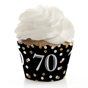 Big Dot of Happiness Adult 70th Birthday - Gold - Birthday Party Decorations - Party Cupcake Wrappers - Set of 12 - 1 of 4