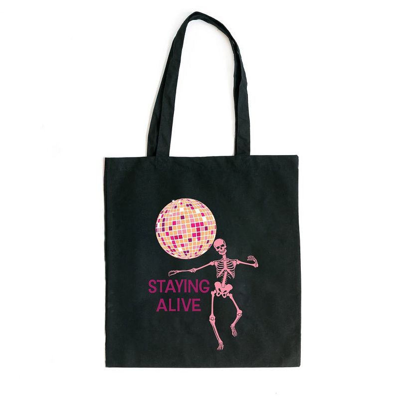 City Creek Prints Staying Alive Disco Ball Canvas Tote Bag - 15x16 - Natural, 1 of 3