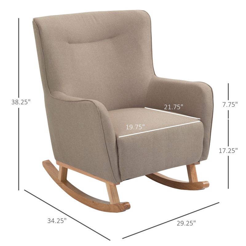 HomCom Modern Rocking Linen Sofa Armchair, 5 of 7
