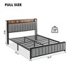Full Size Bed Frame with Shelf Headboard and Charging Station, Industrial Upholstered Platform Bed with Outlets - 2 of 4